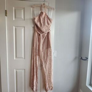 Bebe Lace Halter Jumpsuit Pink Size 8